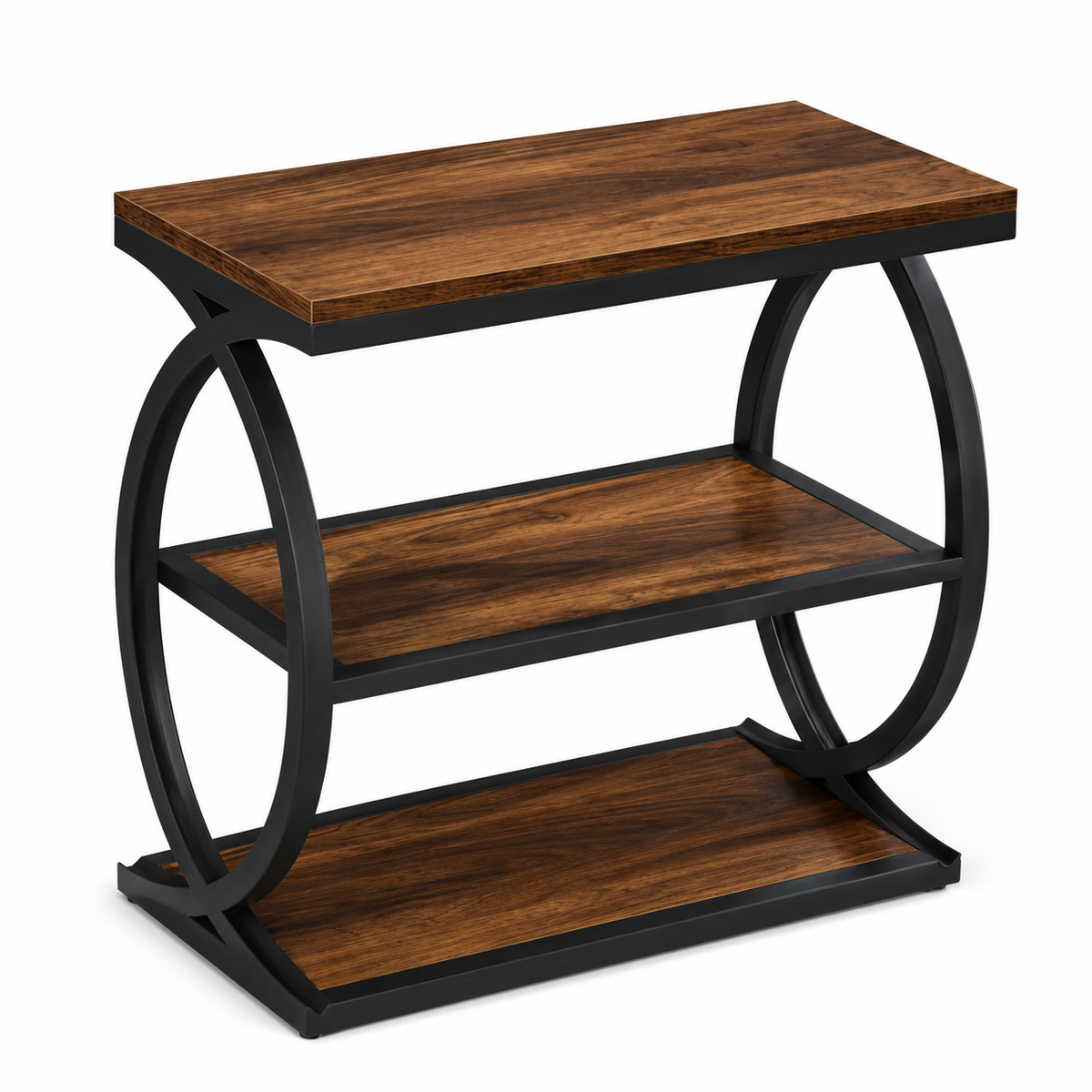 Table d'appoint bois et métal noir sur 3 niveaux