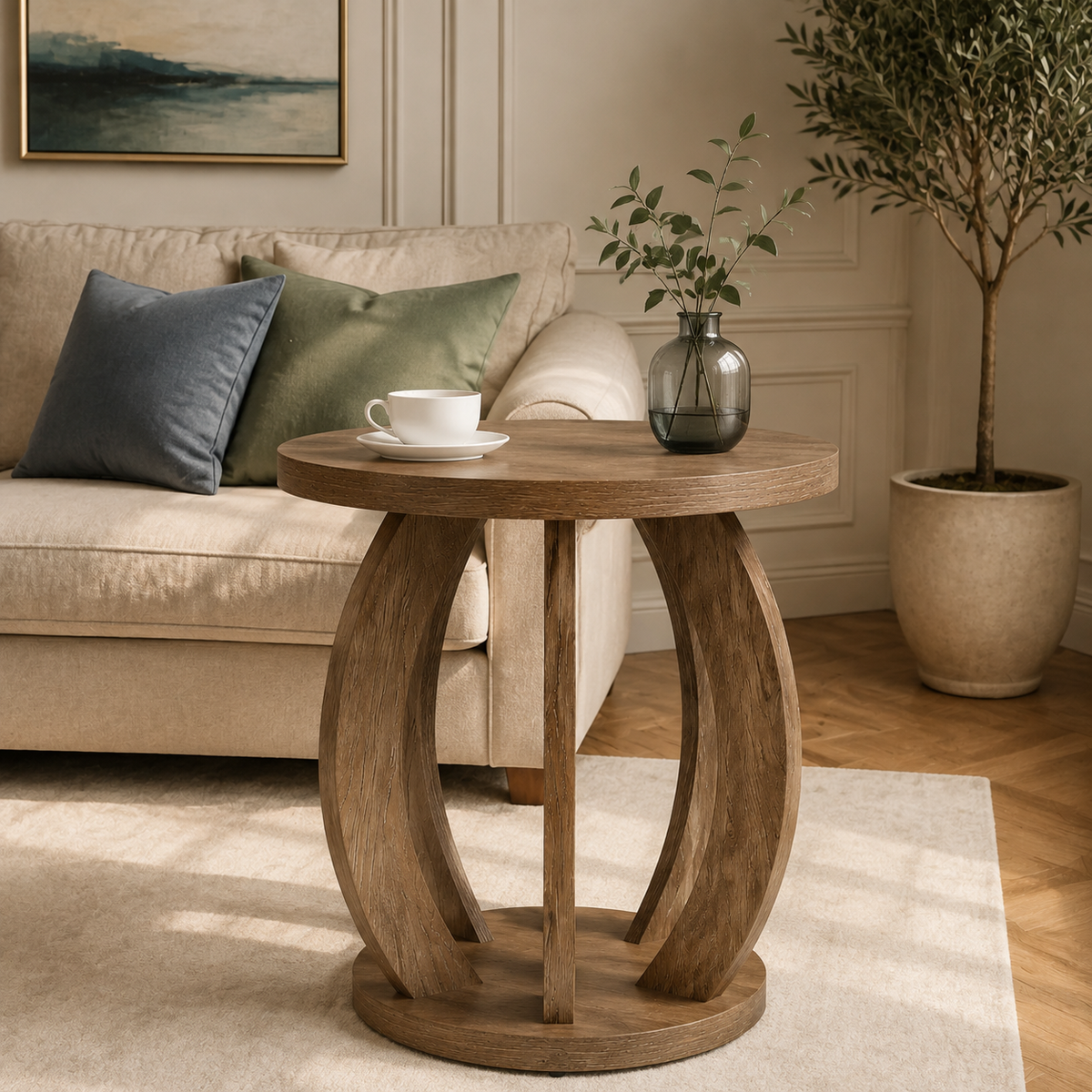 Table d'appoint ronde en bois massif