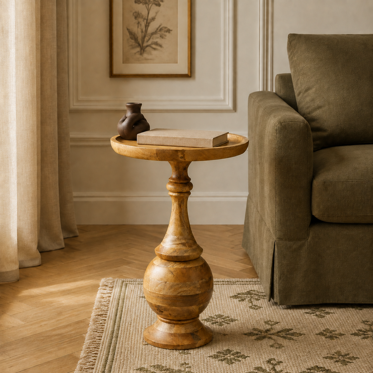 Table d'appoint ronde en manguier massif