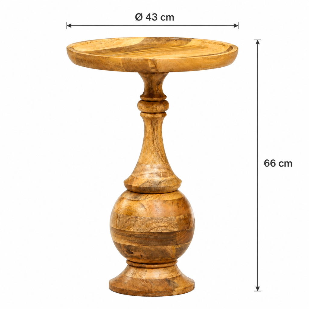 Table d'appoint ronde en manguier massif