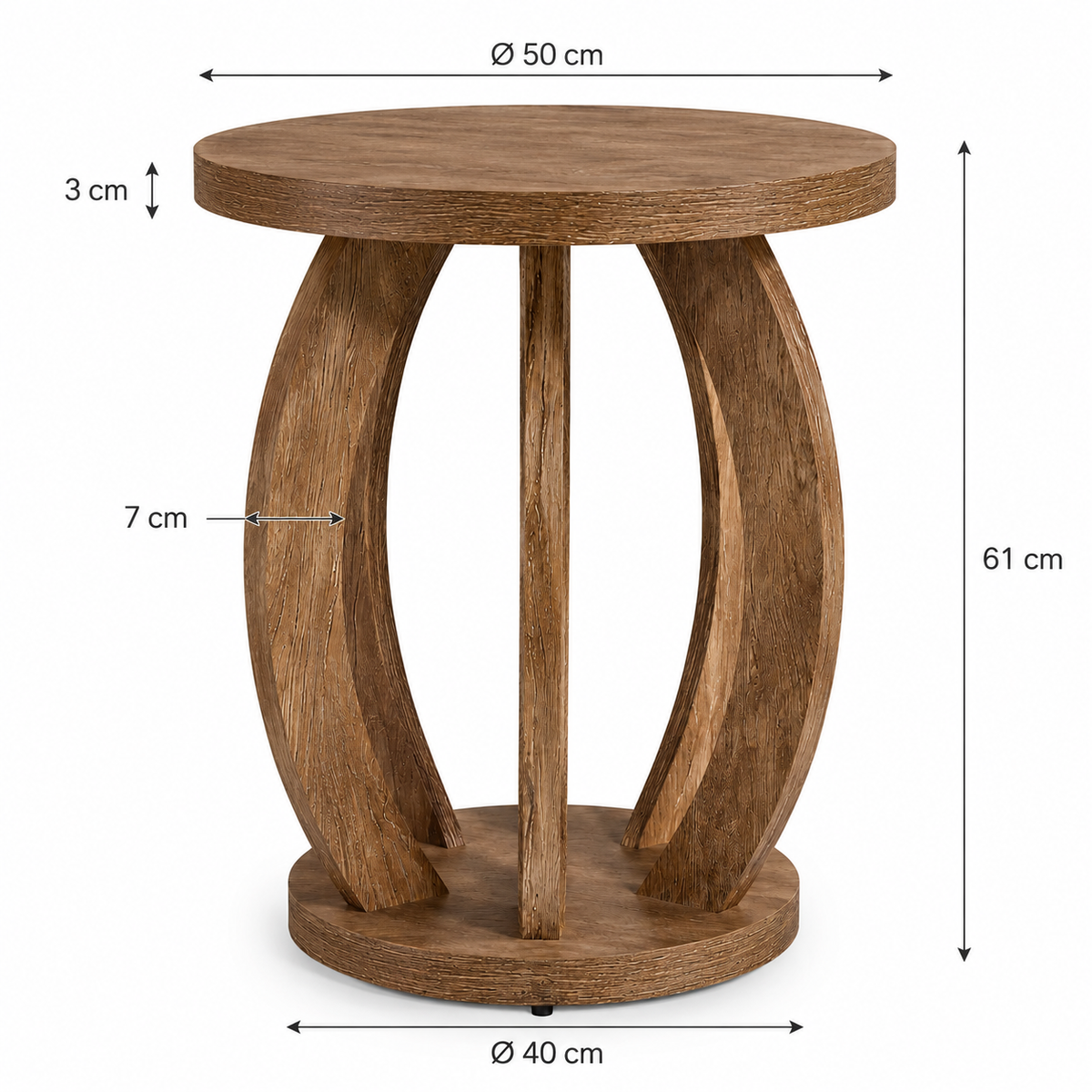 Table d'appoint ronde en bois massif