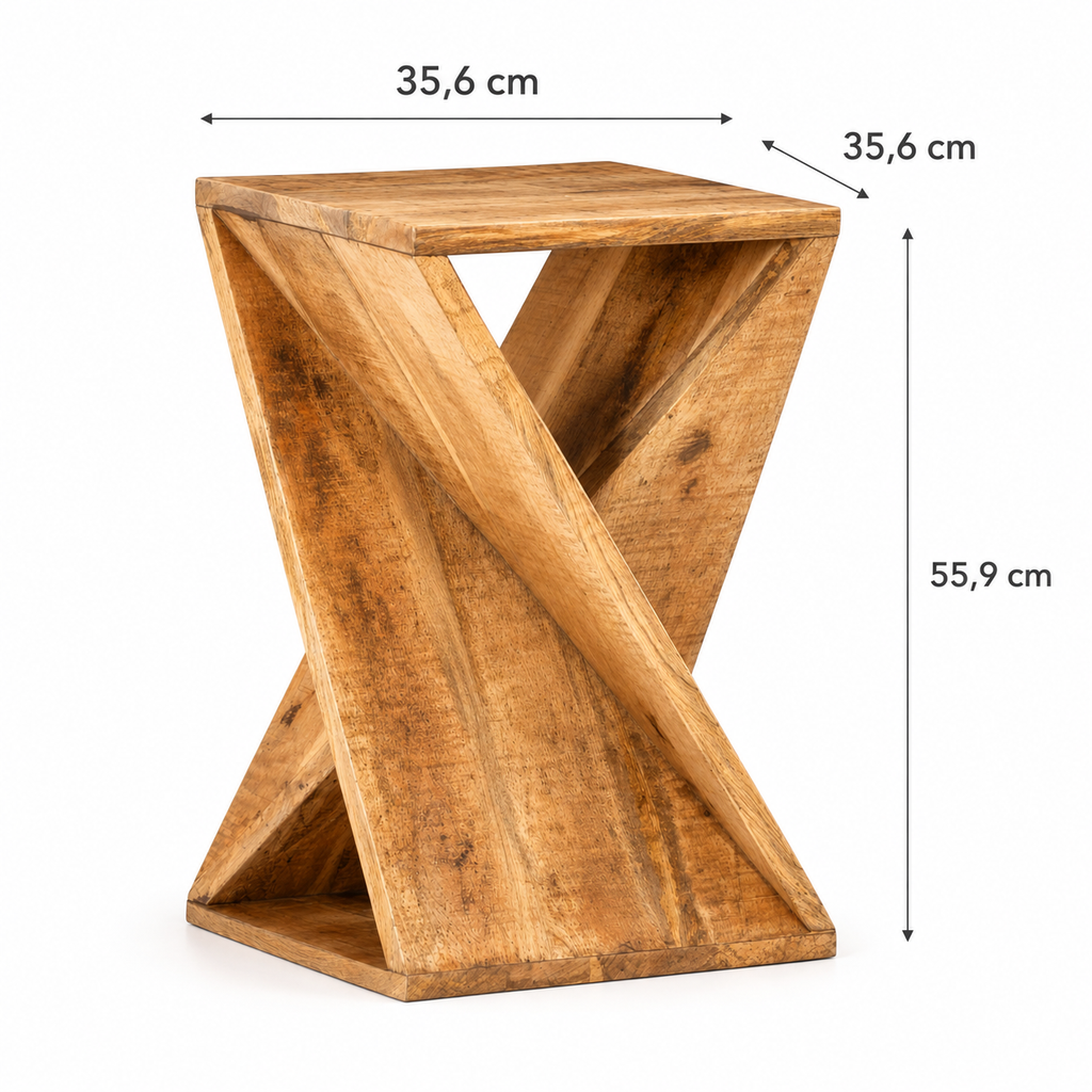Table d'appoint design en Z en manguier massif