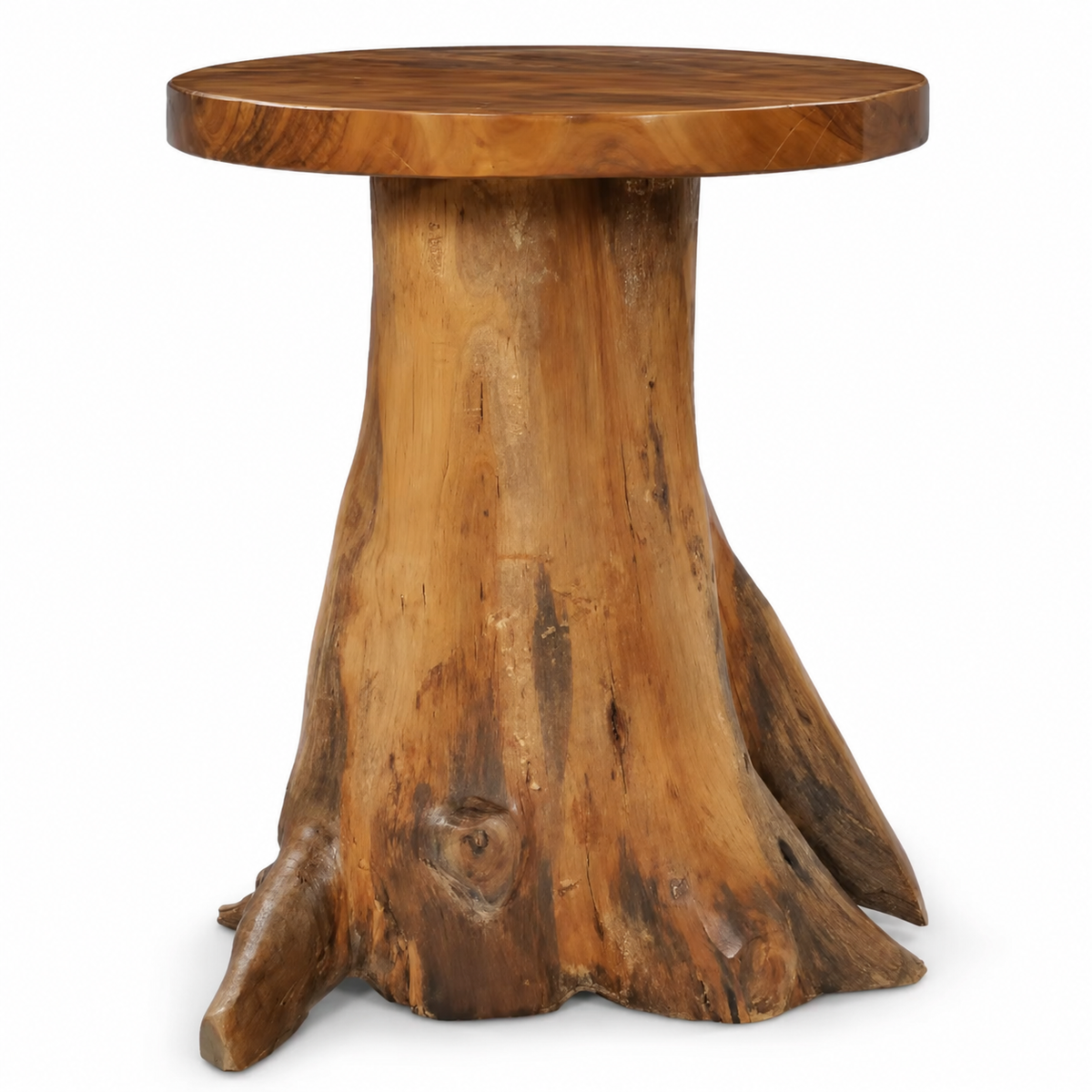 Table d'appoint ronde en teck massif