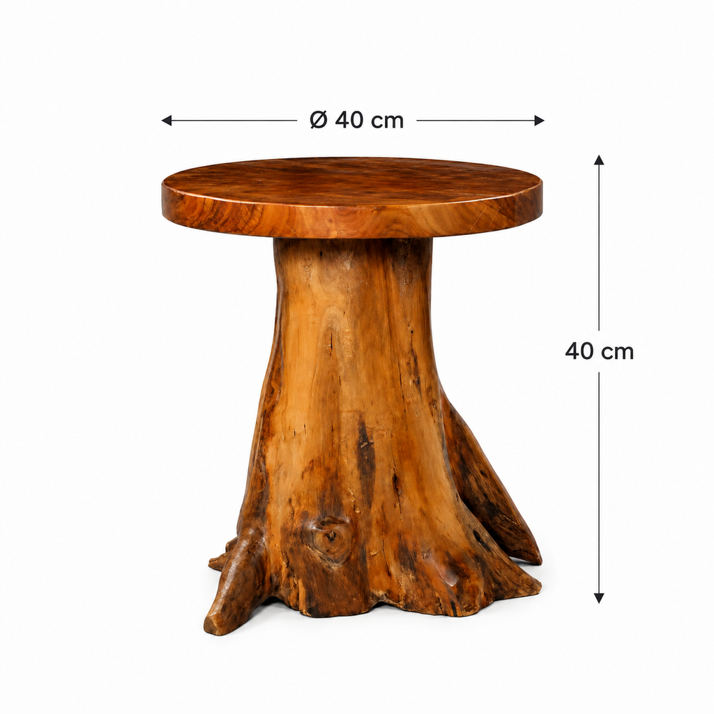 Table d'appoint ronde en teck massif