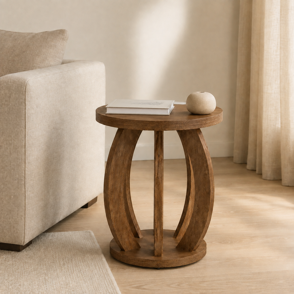 Table d'appoint ronde en bois massif
