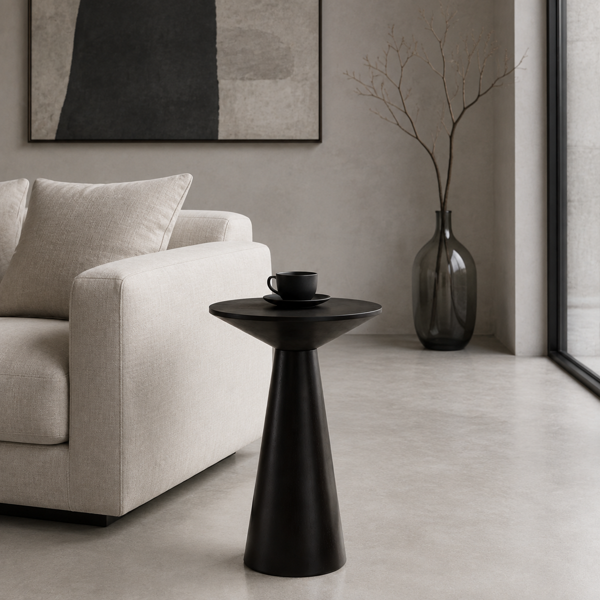 Table d'appoint noir ronde conique