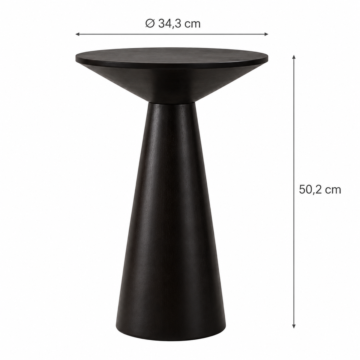 Table d'appoint noir ronde conique