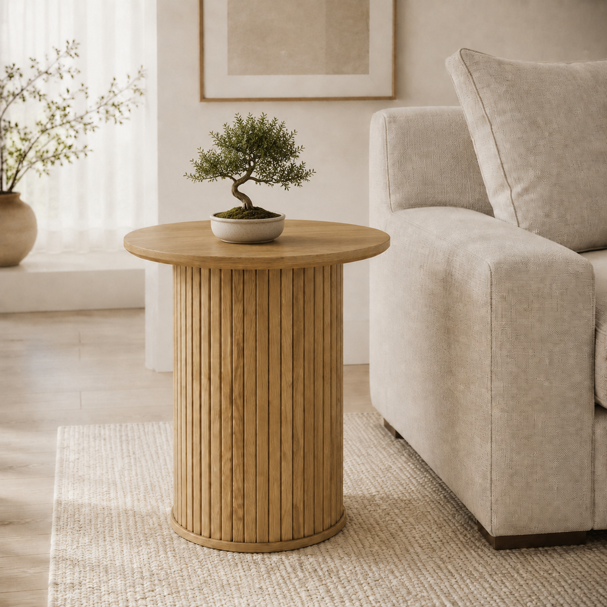 Table d'appoint ronde en chêne