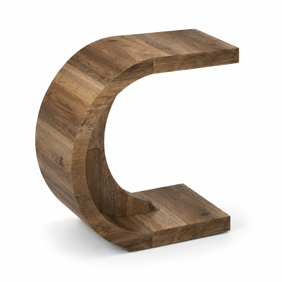 Table d'appoint en C arrondie en bois massif